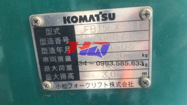 Xe nâng điện ngồi lái Komatsu 1T5
